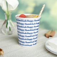 Happy Hanukkah white blue modern typography