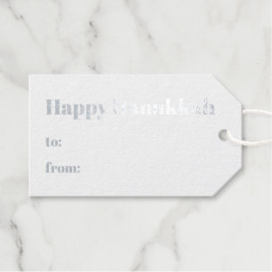 Happy Hanukkah white to from simple minimalist Gift Tags