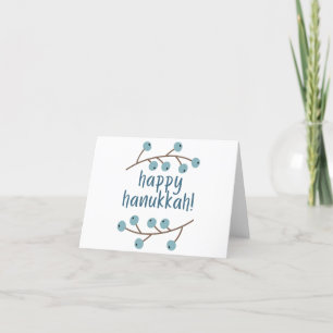 Happy Hanukkah with Berries Greeting Card