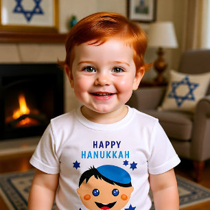 Happy Hanukkah, with boy wearing yarmulke T-Shirt