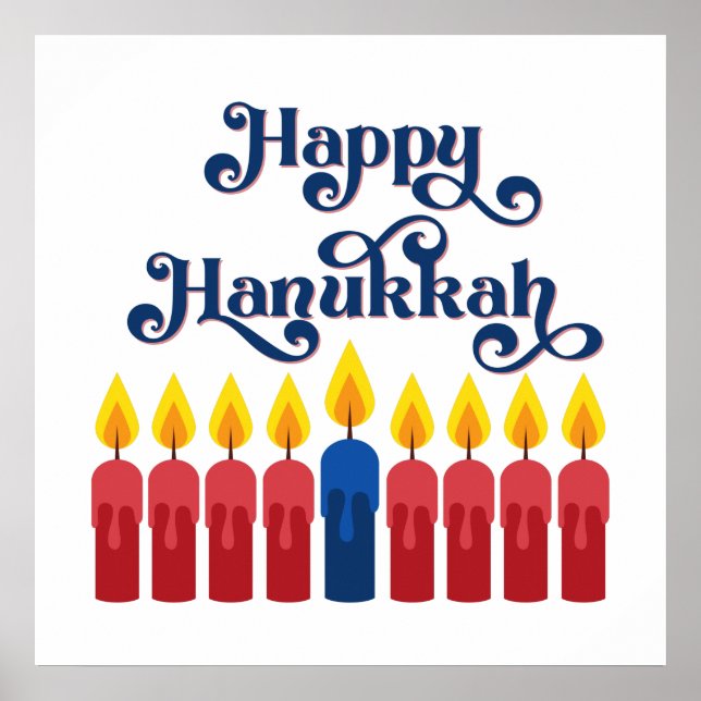 Happy Hanukkah  with Candles Poster (Front)