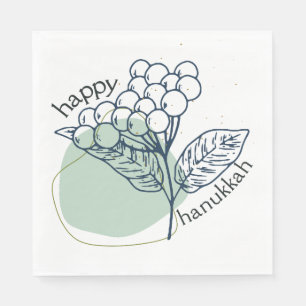 Happy Hanukkah (with Drawn Berries) Napkin