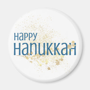 Happy Hanukkah (with Gold Foliage) Magnet