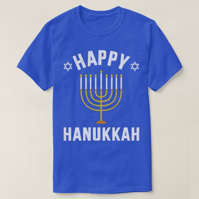Happy hanukkah with menorah for jewish christmas c T-Shirt (Design Front)