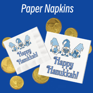 Happy Hanukkah with Three Gnomes Napkin