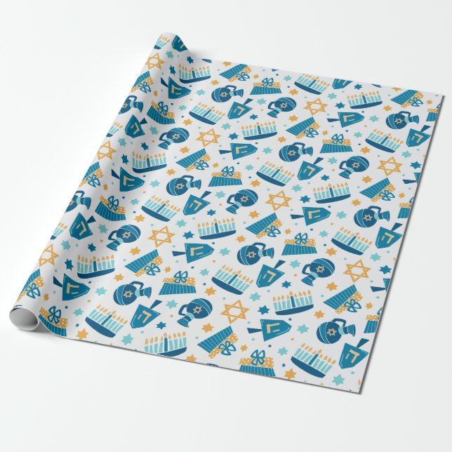 Happy Hanukkah Wrapping Paper (Unrolled)