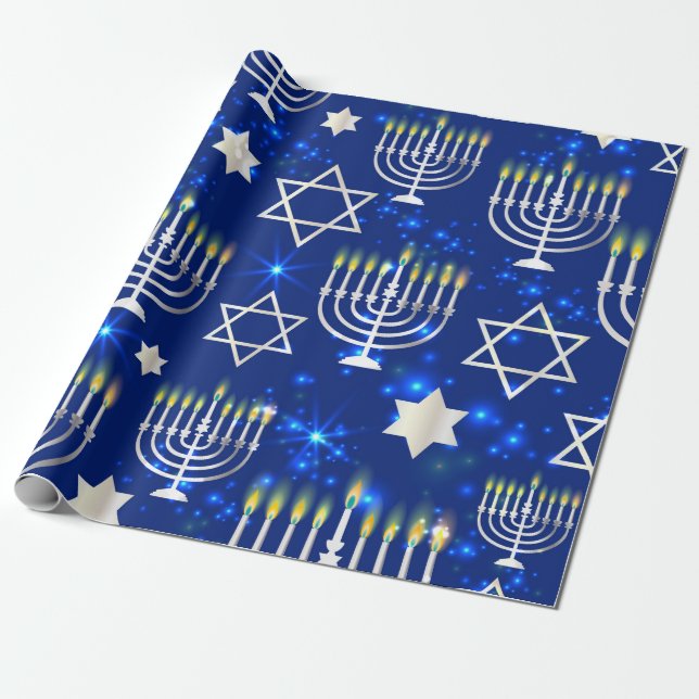 Happy Hanukkah Wrapping Paper (Unrolled)