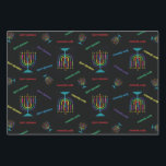 Happy Hanukkah Wrapping Paper<br><div class="desc">Happy Hanukkah Wrapping paper. This black yet colourful Happy Hanukkah design featuring a colourful menorah. Perfect way to wrap your Hanukkah gift this Hanukkah!</div>