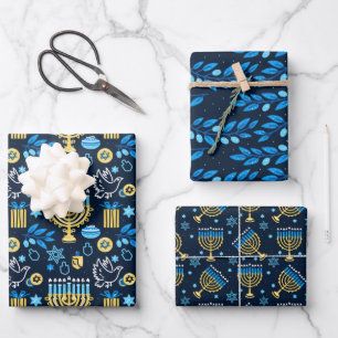 Happy Hanukkah Wrapping Paper Set of 3