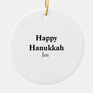 Happy Hanukkah your name text image editable Ceramic Ornament