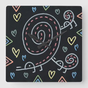 Happy Happy Birds Square Wall Clock