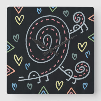 Happy Happy Birds Square Wall Clock