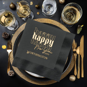 Happy Happy New Year Foil Stamped Napkins