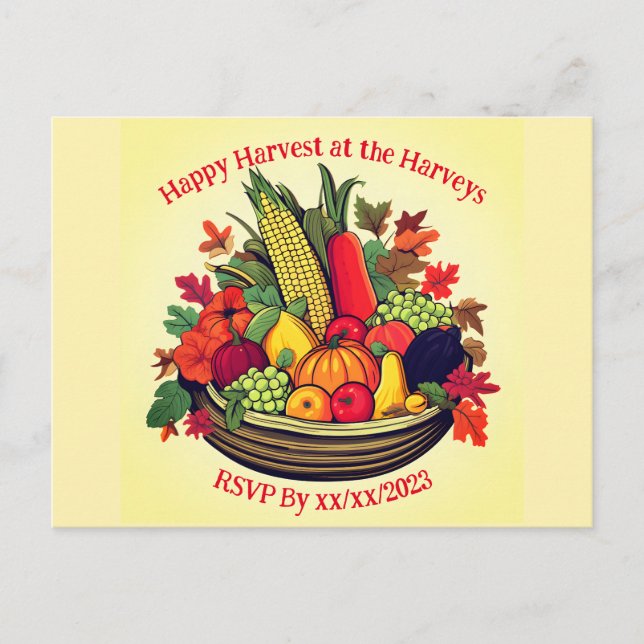 Happy Harvest Cornucopia Invitation Postcard (Front)