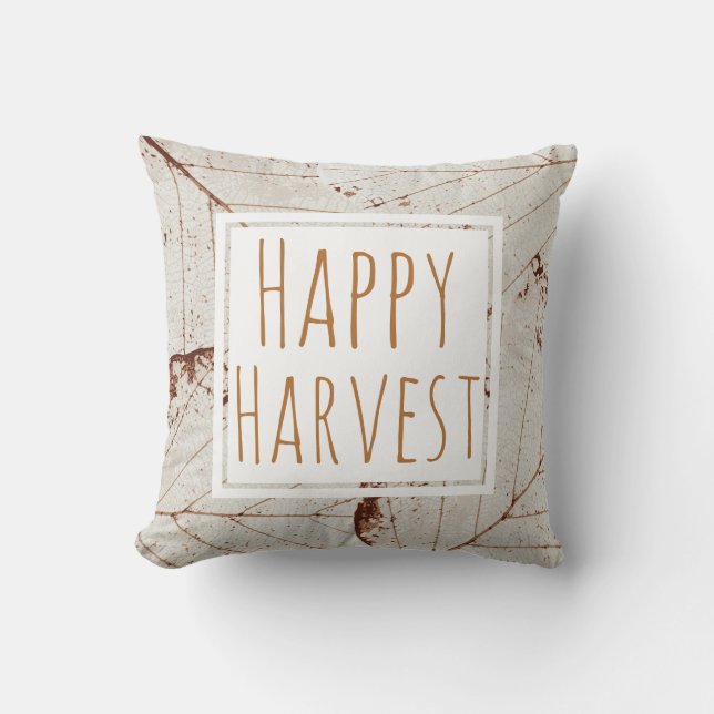 Happy Harvest Leaf Skeletons - Personalised Cushion (Front)