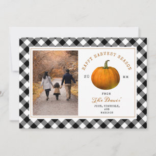 Happy Harvest Pumpkin Plaid Photo Thanksgiving