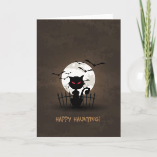Happy Haunting Black Cat Card