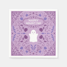 "Happy Haunting" Cute Halloween Ghost Paper Plates