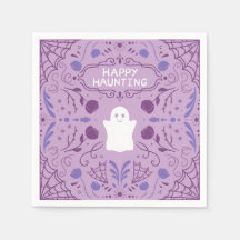 "Happy Haunting" Cute Halloween Ghost Paper Plates