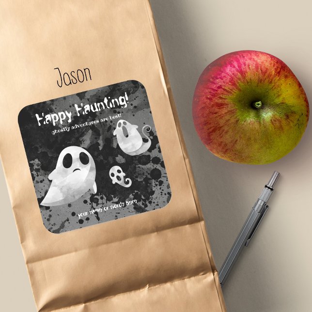 Happy Haunting Ghostly Adventures Square Sticker (Creator Uploaded)