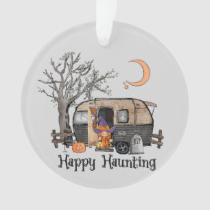 Happy Haunting   Halloween Camper   Spooky Witch Ornament