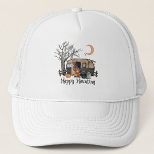 Happy Haunting Halloween Camper Spooky Witch Trucker Hat