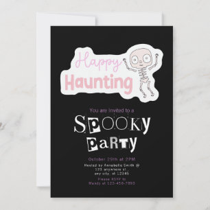 Happy Haunting Modern Minimalist Halloween Invitation