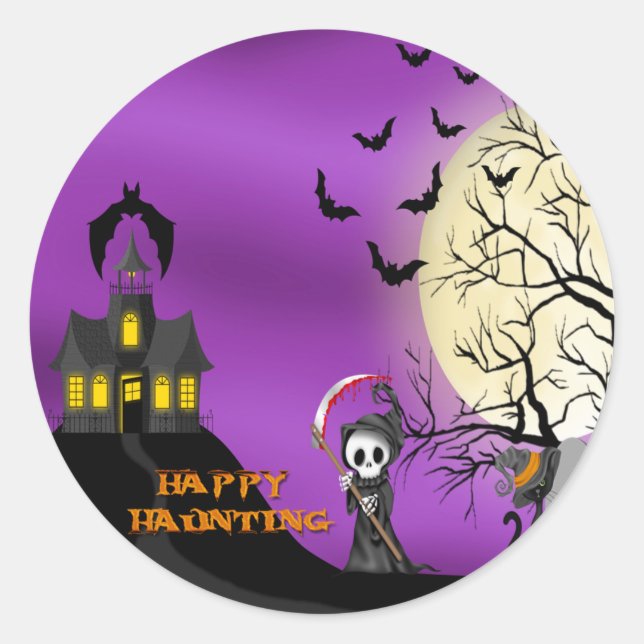 Happy Haunting Reaper Envelope Seals (Front)