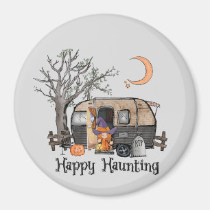 Happy Haunting – Spooky Witch and Camper Van Magnet