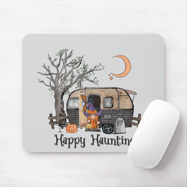 Happy Haunting – Spooky Witch and Camper Van Mouse Pad (With Mouse)