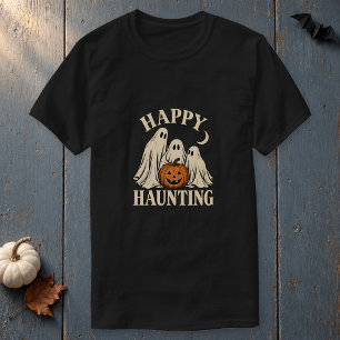 Happy Haunting Vintage Ghost Trio and Pumpkin T-Shirt