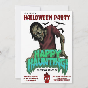 Happy Haunting Zombie Halloween Party Invitation