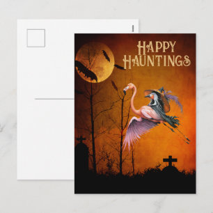 Happy Hauntings Funny Halloween Greeting Holiday Postcard