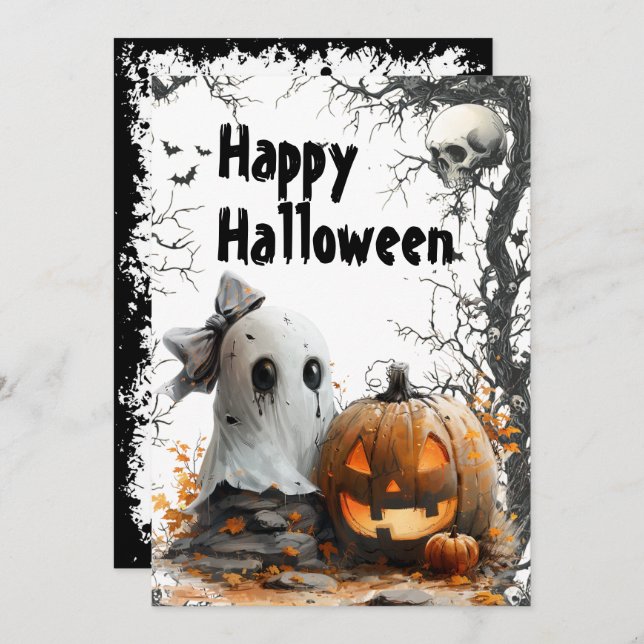 Happy Haunts — Customisable Halloween Holiday Card (Front/Back)