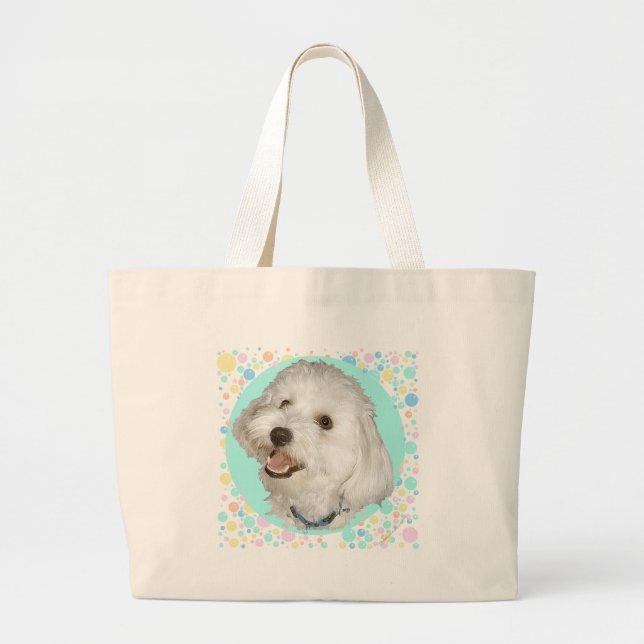 Happy Havanese Large Tote Bag (Front)