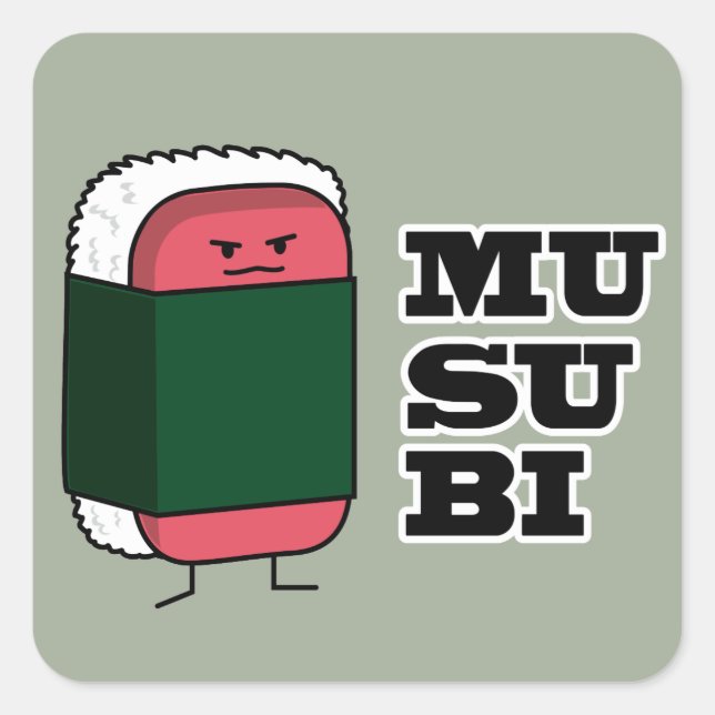 Happy Hawaiian Musubi Sushi Nori seaweed Square Sticker (Front)