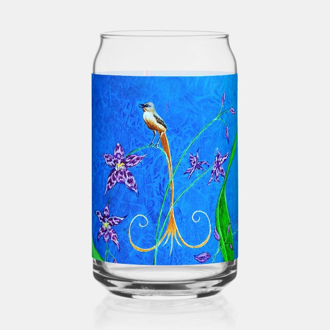 Happy Hawaiian Orchid Bird Can Glass (Front)