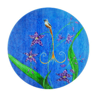 Happy Hawaiian Orchid Bird Cutting Board