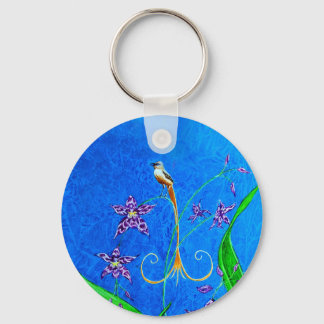 Happy Hawaiian Orchid Bird Key Ring