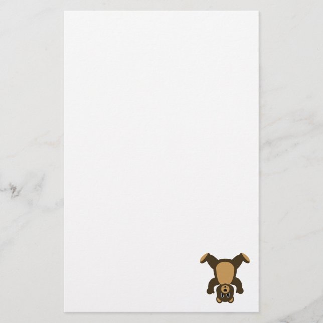 Happy Headstand Brown Bear Stationery (Front)