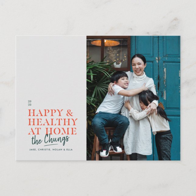 Happy & Healthy at Home Holiday Postcard (Front)