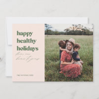 Happy Healthy Holidays Photo Blush and Green