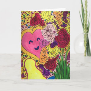 Happy Heart and Flowers Card