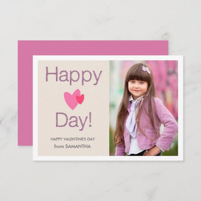 Happy Heart Day Valentines Photo Card (Front/Back)