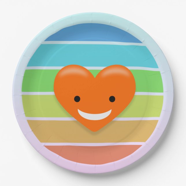 Happy heart paper plate (Front)