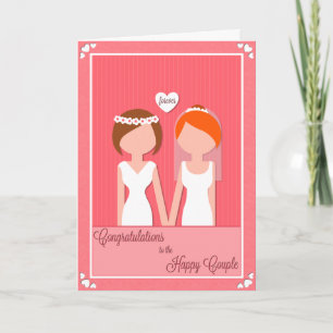 Happy Heart Striped Brides Card