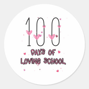 Happy Heart Teacher Valentine Cute 100 Days Of Lov Classic Round Sticker