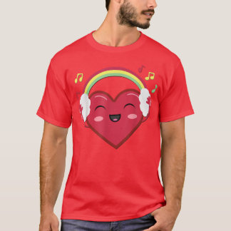 Happy Heart With Rainbow Headphones And Music Love T-Shirt