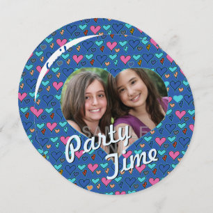 Happy Hearts 13th Twin Birthday Party Invitations