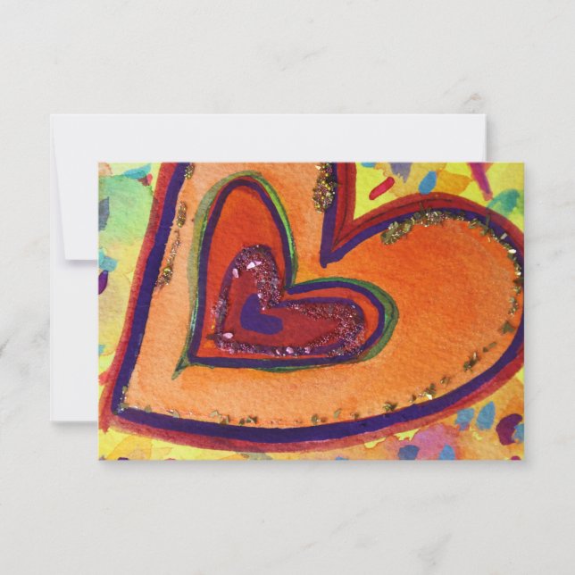 Happy Hearts Custom Small Invitations or Invites (Front)